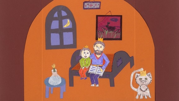 Ein von einem Kind gemaltes Bild zum Schlaflied "Schlafe, mein Prinzchen"