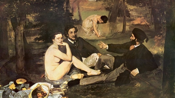 "Frühstück im Grünen" von Edouard Manet zeigt eine Picknick-Szene, 1863