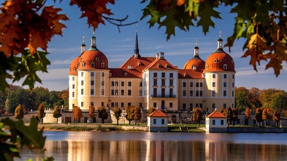 Das Schloss Moritzburg im Herbst.