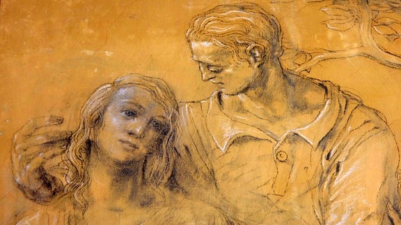 Allegorie auf die Liebe: Eine Wandmalerei von Willi Sitte, die 2004 im Rathaus von Montecchio Maggiore in Venetien freigelegt wurde.