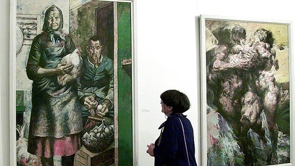 Willi Sittes Gemälde: Elternbild II, zu sehen im einer Ausstellung anlässlich des 80. Geburtstages des Künstlers 2001 im Kunstverein Talstraße e.V.