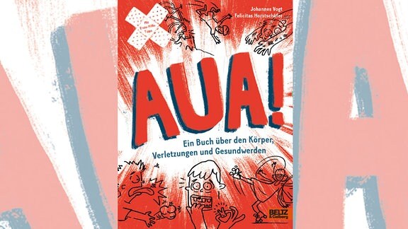  Ein rötliches Buchcover auf dessen Mitte in Großbuchstaben "AUA" steht.