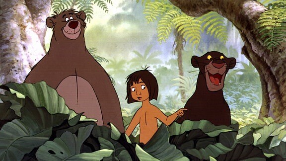 Der Waisenjunge Mogli mit dem Bären Baloo und dem weisen Panther Bagheera