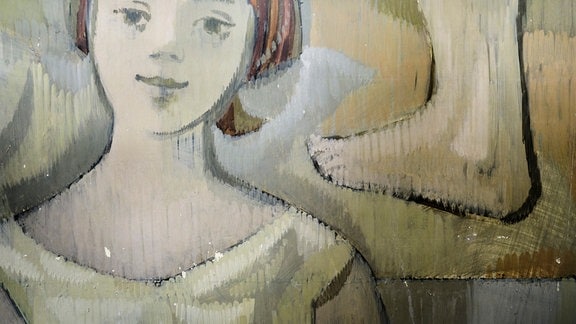 Gesicht eines jungen Mädchens, Detail eines Wandgemäldes