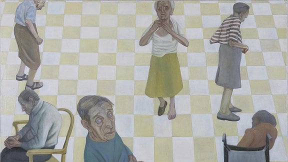 Gemälde von Menschen in einem Pflegeheim.