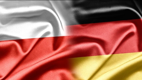Die polnische und die deutsche Flagge