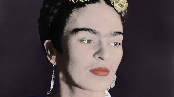 Portrait Frida Kahlo, koloriertes Foto von 1939