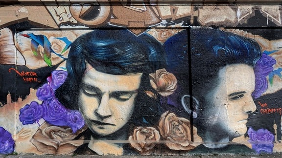 Graffito mit Sophie und Hans Scholl