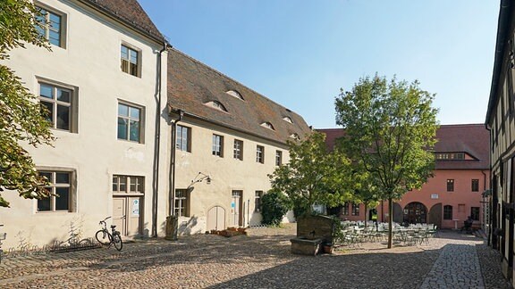 Blick in einen Cranach-Hof in der Innenstadt von Lutherstadt Wittenberg.