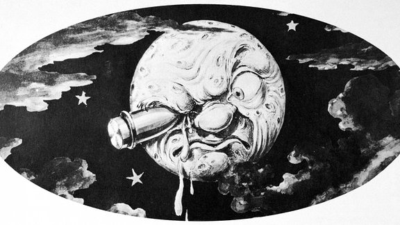 Kulisse aus dem Film „Eine Reise zum Mond“ von 1902 unter der Regie von Georges Méliès.