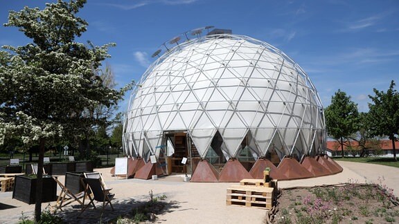 Klimapavillon auf dem Petersberg in Erfurt. 