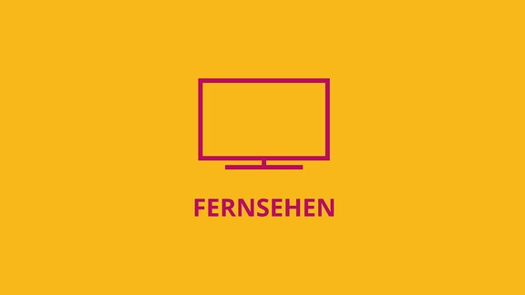 Icon eines Fernsehgeräts auf gelbem Grund