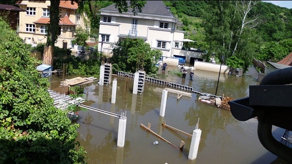 Flutkatastrophe im Juni 2013 in Halle, auch die Kunsthalle "Talstrasse" ist vom Hochwasser betroffen