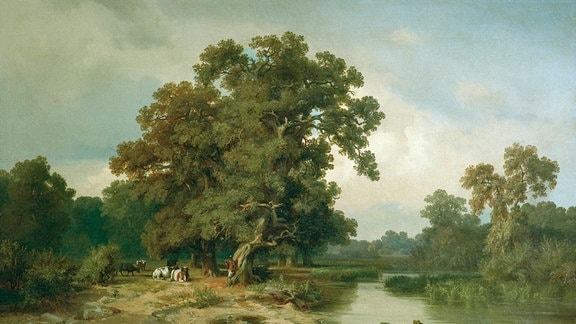 'Flußlandschaft mit Kühen' Schmidt, Max 1818-1901. undat. Öl auf Leinwand, 68 x 95,5 cm. Privatsammlung