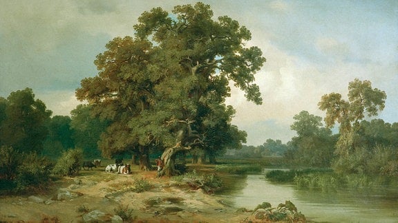 'Flußlandschaft mit Kühen' Schmidt, Max 1818-1901. undat. Öl auf Leinwand, 68 x 95,5 cm. Privatsammlung