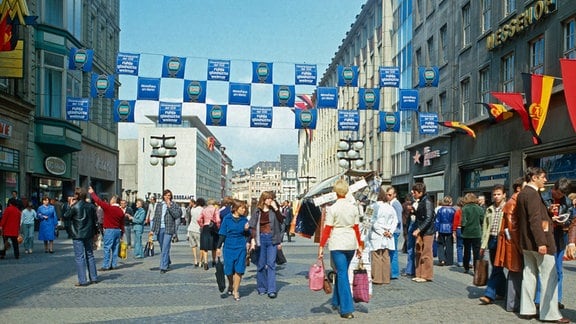 Einkaufen im Stadtzentrum von Leipzig.