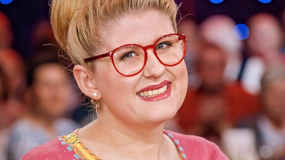 Lisa Angermann anläßlich der Aufzeichnung der MDR - Talkshow Riverboat im Studio 3 der Mediacity Leipzig.