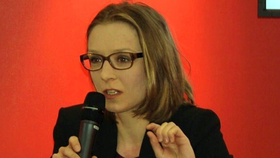 Autorin Lisa Maria Herzog auf der Leipziger Buchmesse, 2014.