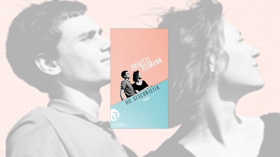 Buchcover "Die Geschwister", das Cover ist in zwei Teile geteilt, ein oberer rosafarbener auf der ein Mann und eine Frau in schwarz-weiß zu sehen sind und ein unterer hellblauer, auf dem der Titel steht