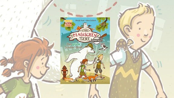 Buchcover "Die Schule der magischen Tiere ermittelt" - darauf ein Eisbär, zwei Kinder und ein Fuchs.
