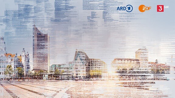 Hauptmotiv der Literaturbühne von ARD, ZDF und 3Sat zur Leipziger Buchmesse 2024 - ohne Text