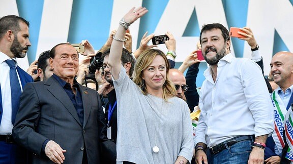 Silvio Berlusconi, Giorgia Meloni und Matteo Salvini.
