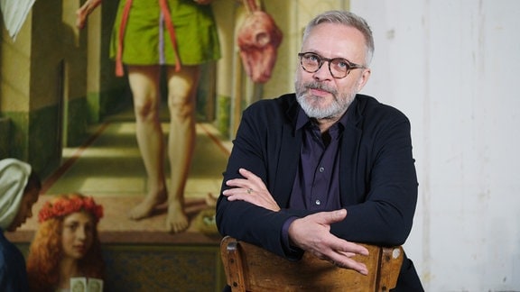 Michael Triegel, Maler, Grafiker und Zeichner, in seinem Atelier.