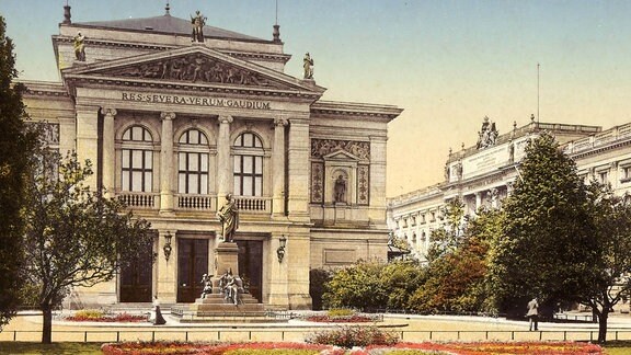 Das ursprüngliche Mendelssohn-Denkmal stand einst vor dem Konzerthaus, dem zweiten Gewandhaus zu Leipzig.