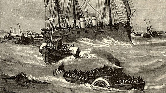 Illustration zu "20.000 Meilen unter den Meeren" aus der Reihe: "Jules Verne - Voyages Extraordinaires", erschienen im Verlag Collection Hetzel, Paris um 1900