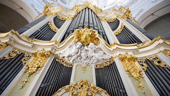 Die Silbermann-Orgel in der Kathedrale in Dresden.