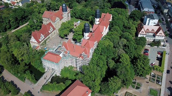 Luftbildaufnahme Schloss Köthen und umgebender Park
