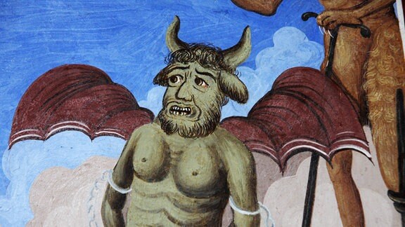 Der Teufel: eine Wandmalerei aus dem Kloster Rila in Bulgarien