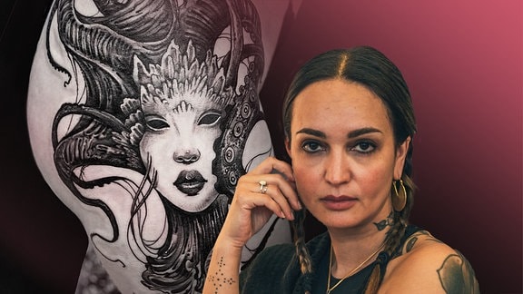 Tattoo-Artist Ela Pour aus Berlin, ehemalige Tätowiererin bei den Hells Angels.