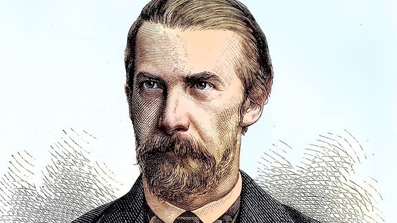 Historische Zeichnung: Portrait Wilhelm Raabe