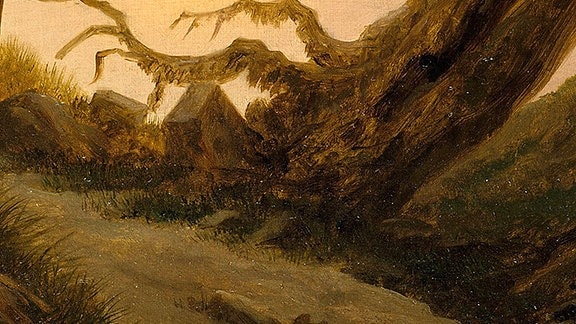 Gemälde "Zwei Männer in Betrachtung des Mondes" von Caspar David Friedrich