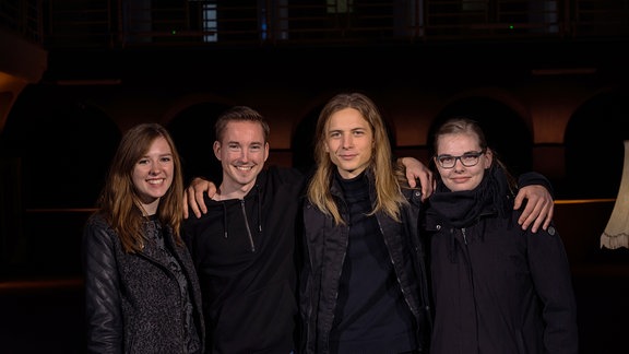 Team Einsteiger: Michell Lorenz (Redaktion), Tobias Polze (Kamera), David Leubner (Protagonist) und Isabell Ratzke (Schnitt).