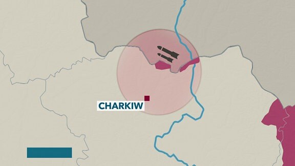 Eine Karte zeigt die Stadt Charkiw
