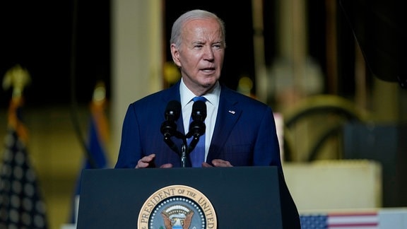 Joe Biden, Präsident der USA, spricht im Gateway Technical College in Wisconsin eine Rede zu seiner «Investing in America»-Agenda.