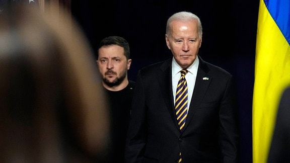 US-Präsident Joe Biden und Wolodymyr Selenskyj bei einem Besuch des ukrainischen Präsidenten in Washington im Dezember 2023