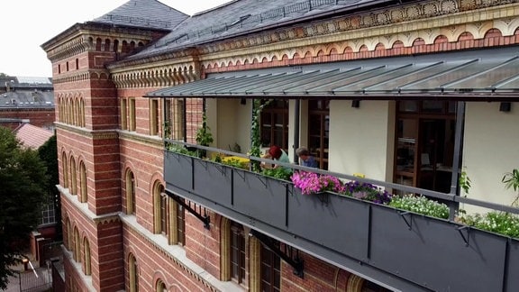 Ein Balkon eines Büros in Greifswald