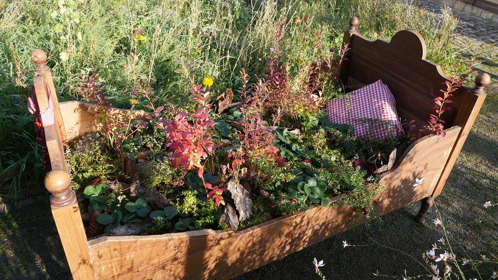 Bepflanztes Bett Im Garten