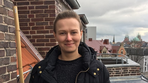 Gemüseanbau auf dem Balkon: Anna Meincke, Umweltingenieurin und Gründerin des Erfurter Startups "Dachgemüse" 