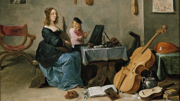 Gemälde aus dem 17. Jahrhundert zeigt musizierende Frau und Kind