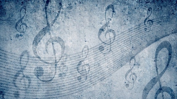 Geschwungene Notenzeilen mit Violinschlüssel