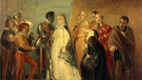 Die Rückkehr von Othello, von Othello, Akt II, Szene ii von Thomas Stothard als Gemälde