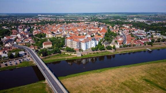 Eine Luftaufnahme von Torgau.