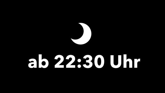 MDR KLASSIK Relaunch Hintergrund-Illustration Schwarzer Hintergrund, darauf Piktogramm Mond und Text "ab 22:30 Uhr"