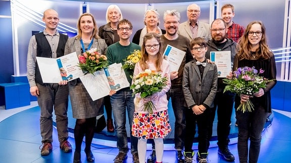 Gewinner und Juroren des Kinderhörspielpreises des MDR Rundfunkrates 2018