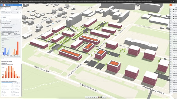 Virtuelle Ansicht eines Stadtquartiers