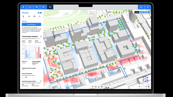 Virtuelle Ansicht eines Stadtquartiers